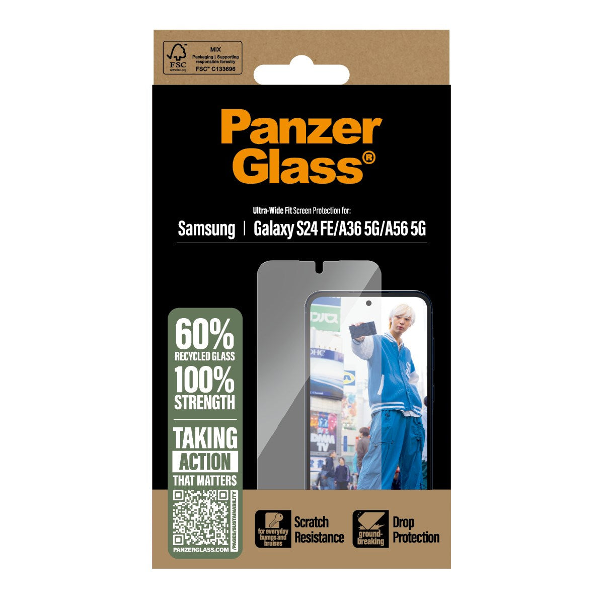 PanzerGlass® Skærmbeskyttelse Samsung Galaxy S24 FE | A36 5G | A56 5G | Ultra-Wide Fit